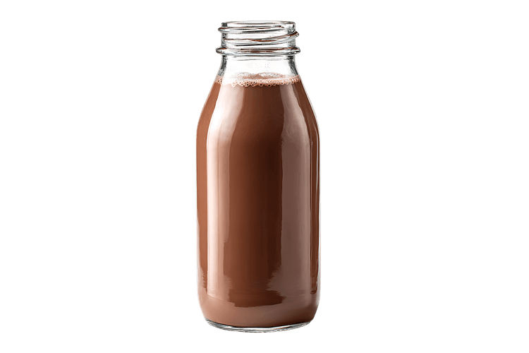 Bottle of chocolate milk drink.