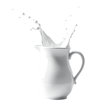 Dynamic milk splash captured in a classic white ceramic pitcher, showcasing motion and freshness452