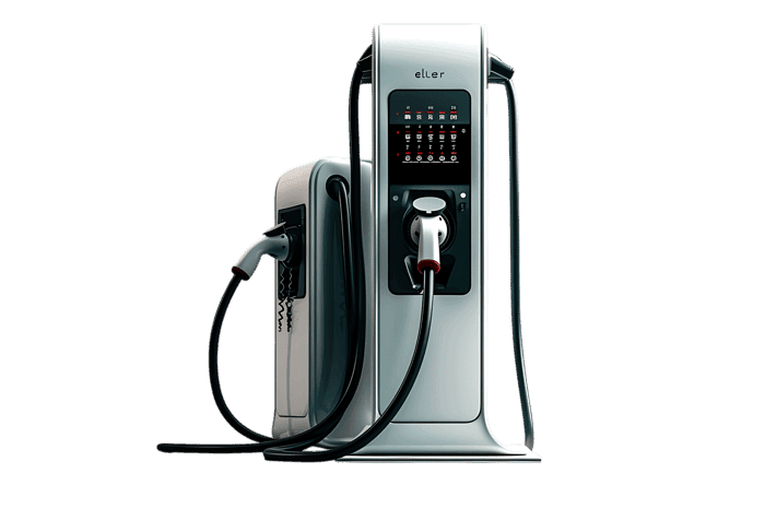 Electric vehicle charging station, close up.