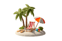Miniature beach scene with palm trees814