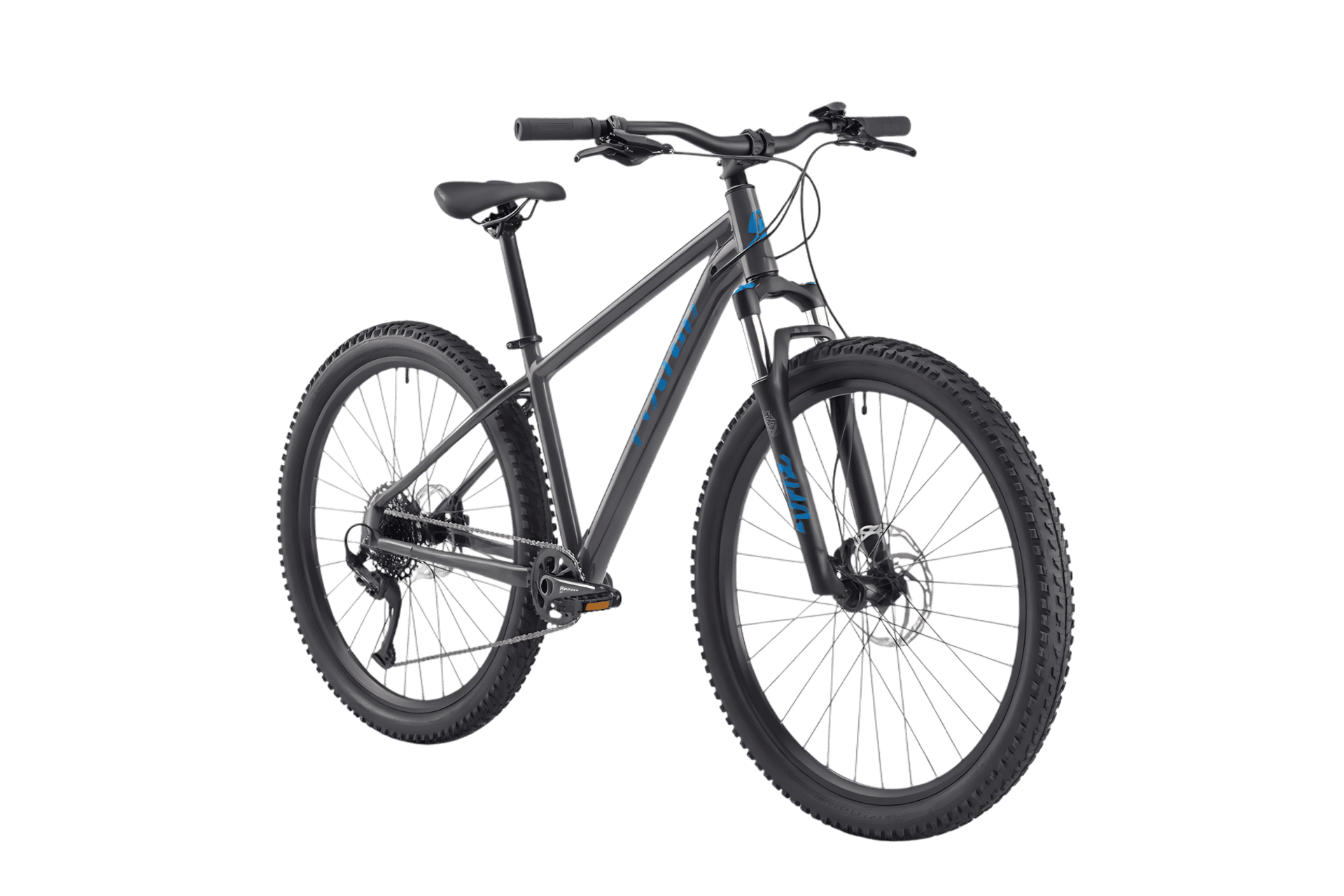 Gray and blue mountain bike for outdoor adventures