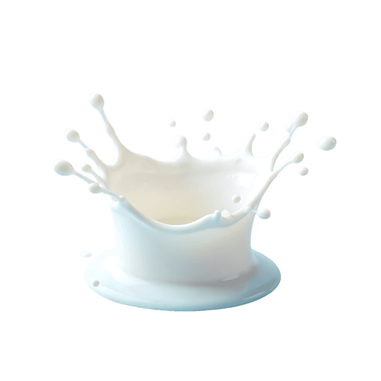 Dynamic milk splash forming a crown shape with droplets, isolated on white background791