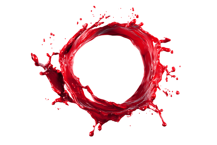 Red paint splash ring isolated on black background