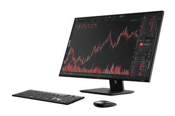 Stock market chart on computer screen.