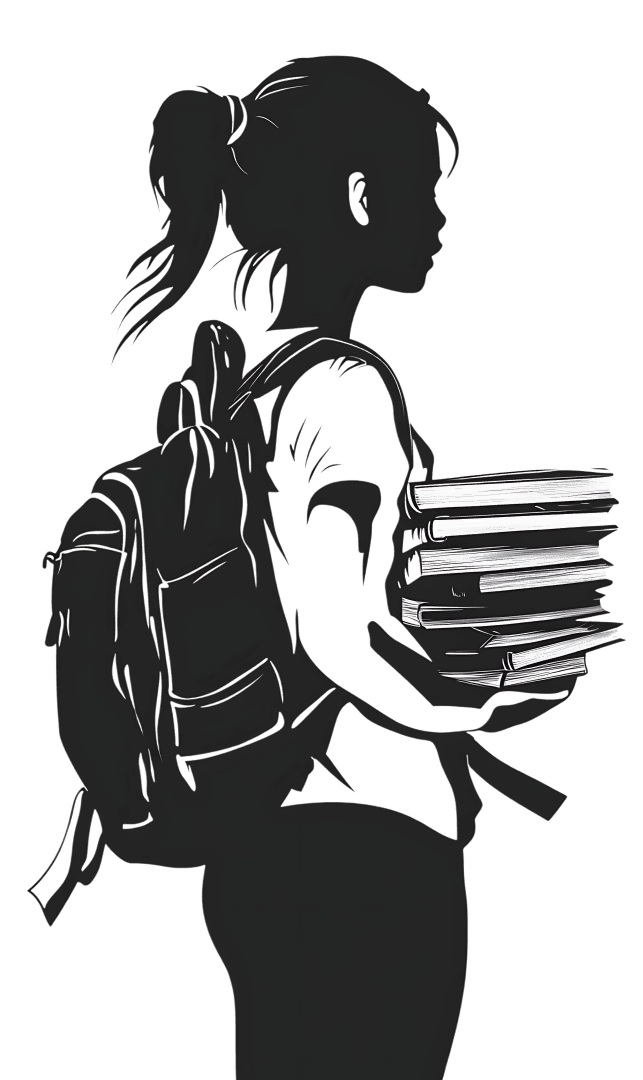 Silhouette of student carrying books