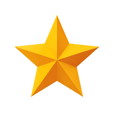 Shiny gold star, symbolizing achievement, quality, and success.