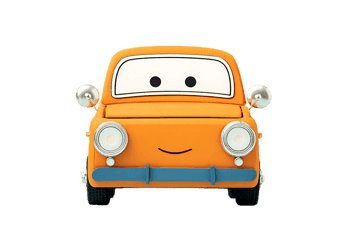 Orange cartoon car with smile