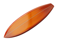 Vintage orange surfboard top view