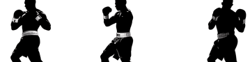 Boxing stance sequence Three views of a boxer fighting position