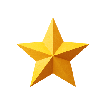 Shiny gold star, ideal for achievement, quality, rating.
