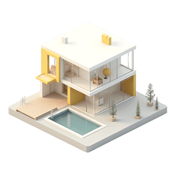 Modern isometric house illustration with swimming pool