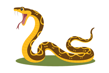 Cartoon snake with open mouth and fangs
