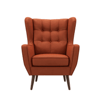 Rustic orange armchair  mid century modern style.