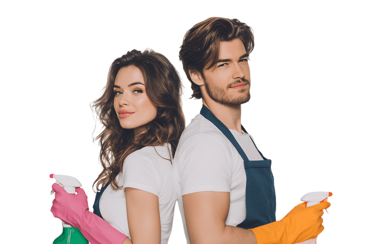 Young couple cleaning, home cleaning service concept277