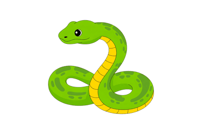 Cartoon green snake illustration, coiled reptile