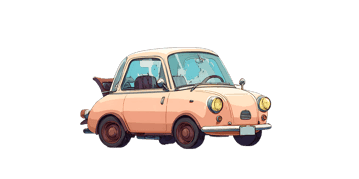 Pink retro compact car illustration