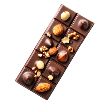 Delicious chocolate bar with nuts.