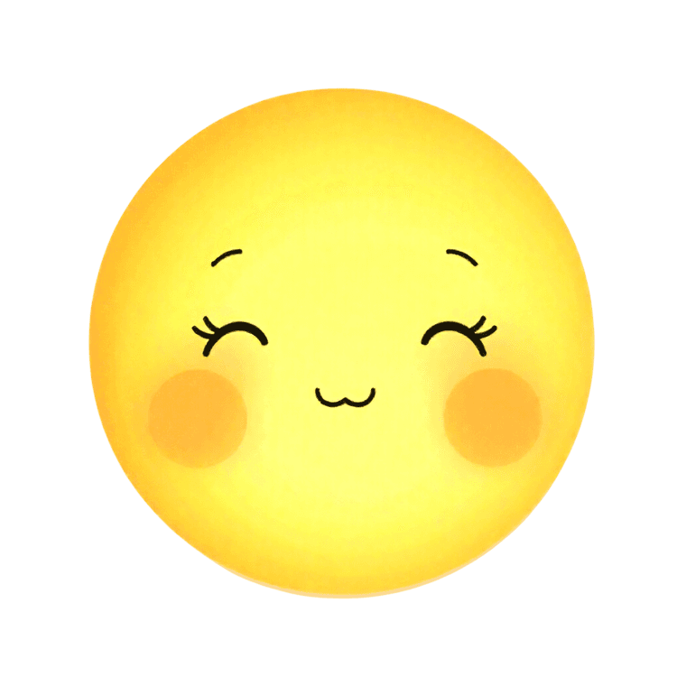 Smiling sun with rosy cheeks and closed eyes illustration