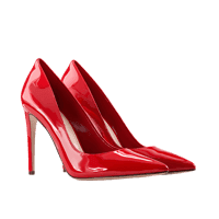 Pair of shiny red high heel shoes, fashion and elegance.