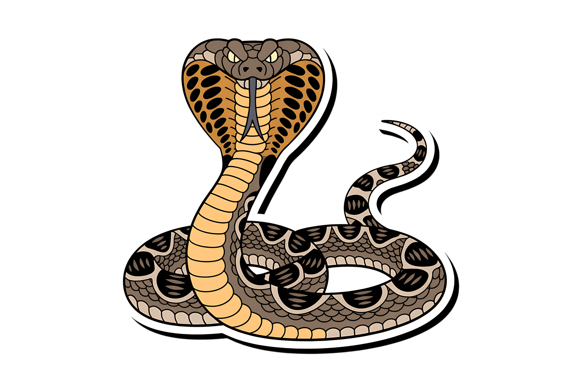 Illustration of a cobra snake with hood up
