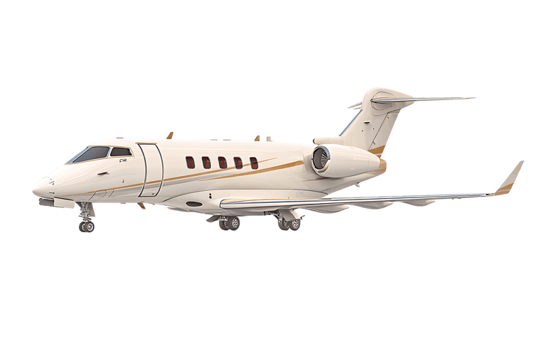 Private jet isolated on black background993