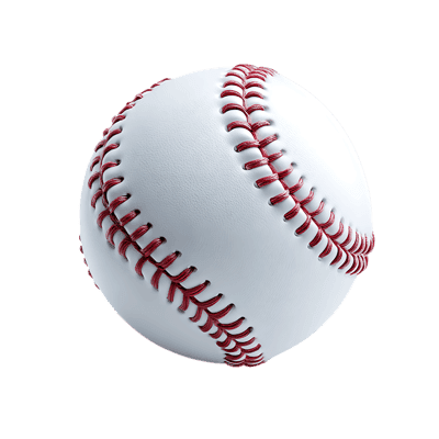 Detailed close up of a new baseball with red stitching on white leather.