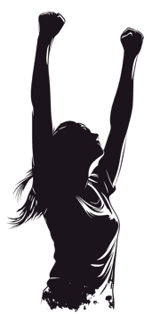 Joyful silhouette, celebrating achievement.