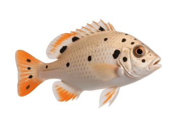 Colorful fish with orange fins and black spots