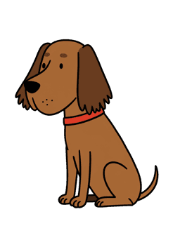 Cartoon dog illustration sitting with a red collar