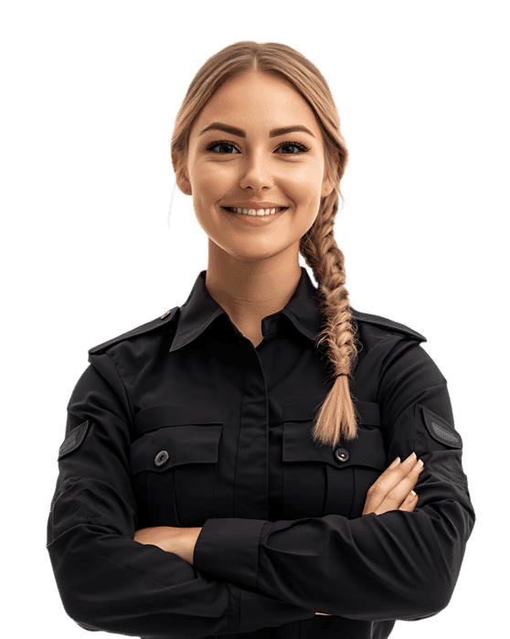 Smiling female security guard portrait