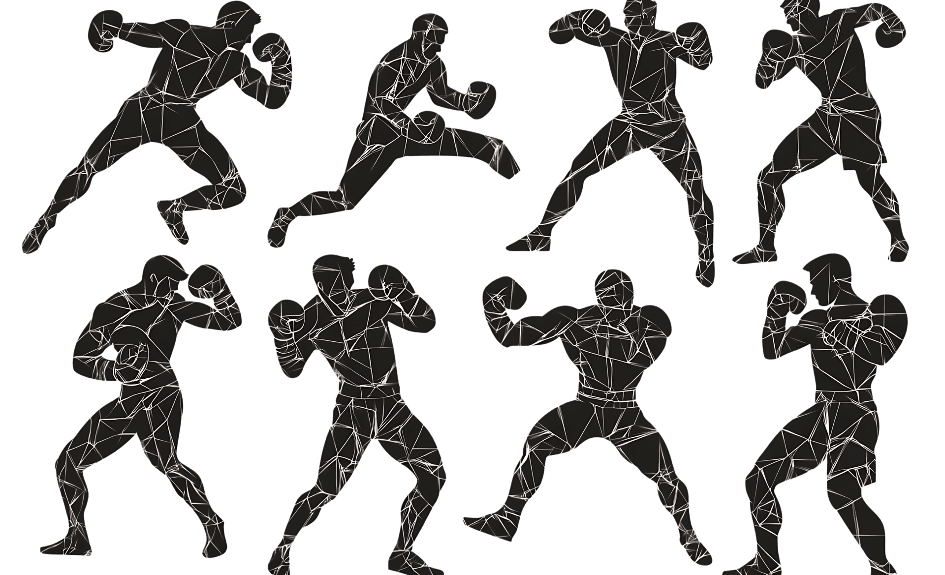 Geometric Boxer Figures in Action