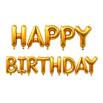 Happy birthday golden foil balloon letters for party decor