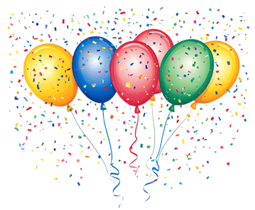 Colorful balloons and confetti celebration