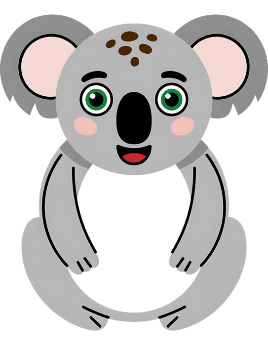 Cartoon koala bear with green eyes