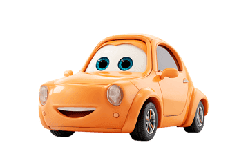 Smiling orange cartoon car character