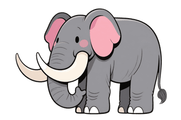 Cartoon elephant with tusks illustration