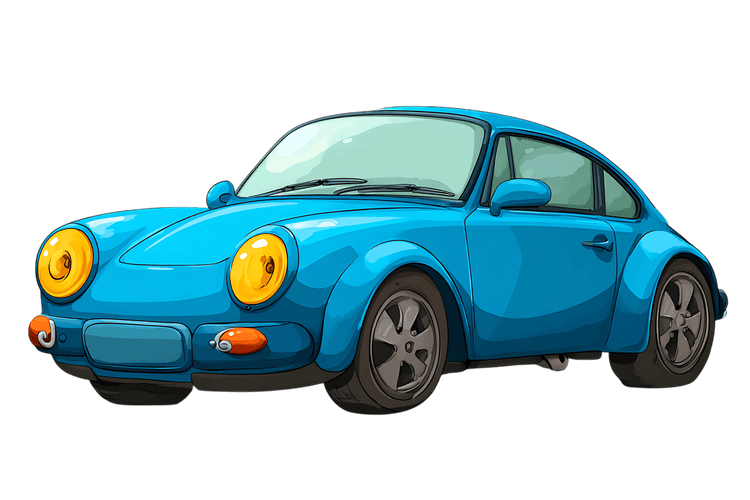 Blue vintage sports car illustration