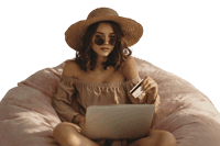 Young woman shopping online from home, comfort and convenience.