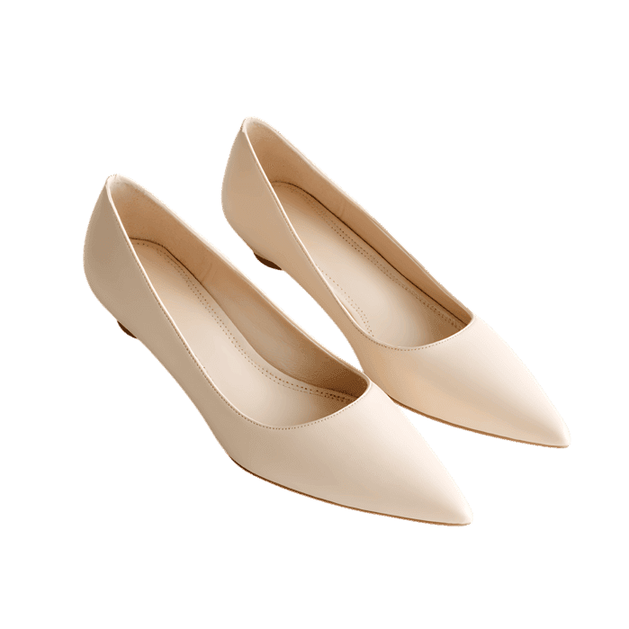 Stylish and comfortable beige women's flats with a pointed toe.
