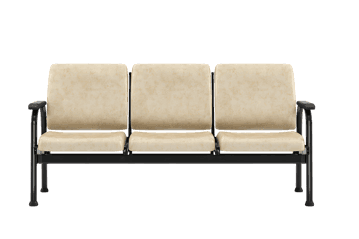 Three seater waiting room bench beige cushions black frame