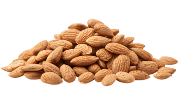 Pile of almonds, healthy snack, nutritious food