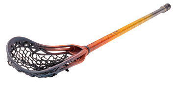Lacrosse stick with orange and yellow shaft