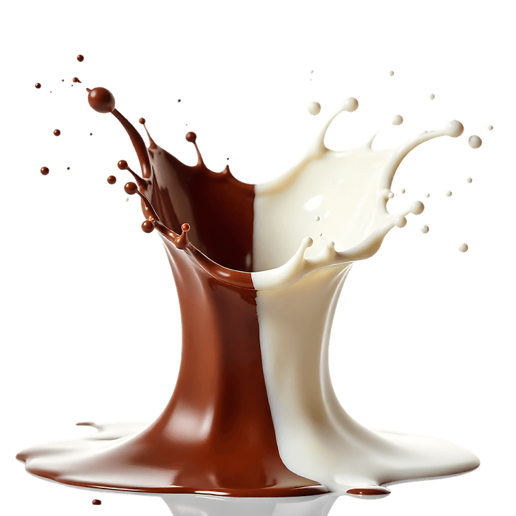 Chocolate milk splash, dynamic liquid collision