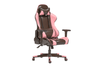 Modern pink and black gaming chair, comfortable and stylish.