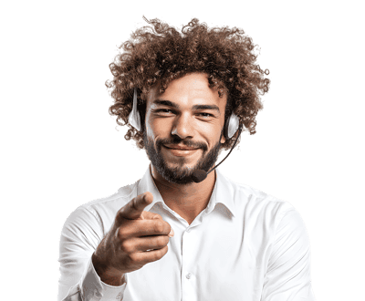 Smiling customer service agent.