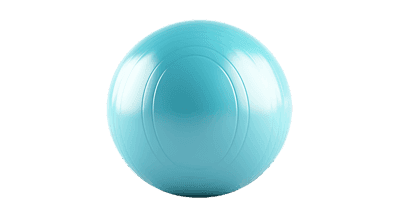 Close up of an aqua blue fitness ball against a black background. Ideal for exercise, yoga, and physical therapy.