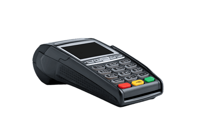 Modern POS terminal for cashless payment.