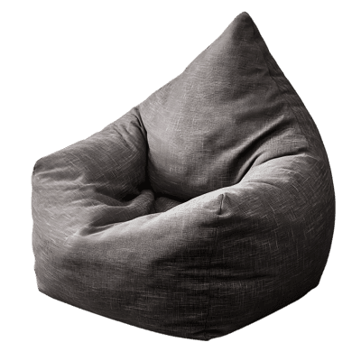Comfortable gray beanbag chair.