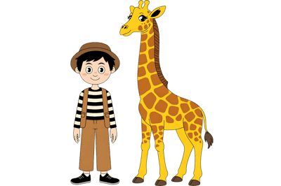 Cartoon boy and giraffe illustration