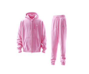 Blank pink tracksuit mockup, front view, for branding and design presentation.